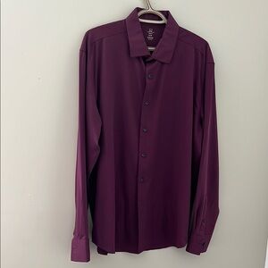 Michael Strahan Modern Fit Dress Shirt Purple XL Stretch Button Front